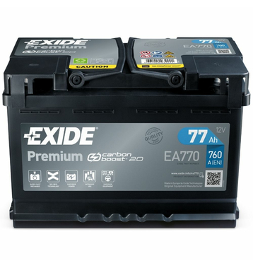 Exide EA770 Premium Carbon Boost 77Ah Batteries voiture