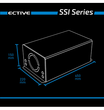 ECTIVE SSI 15 Onduleur sinusoïdal 1500W/12V avec régulateur de charge MPPT, chargeur, fonction priorité secteur et ASI