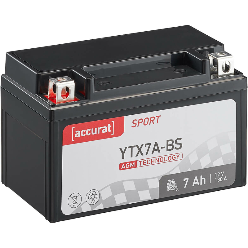 Accurat Sport AGM YTX7A-BS Batteries moto 7Ah 12V (DIN 50615) CTX7A-BS