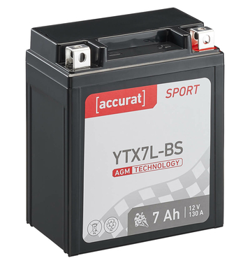 Accurat Sport AGM YTX7L-BS Batteries moto 7Ah 12V (DIN 50614) YTX7LBS CTX7L-BS YTX7L-4