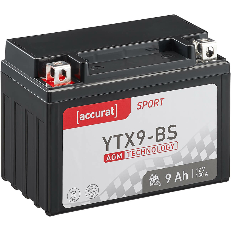 Accurat Sport AGM YTX9-BS Batteries moto 9Ah 12V (DIN 50812) CTX9-BS Y