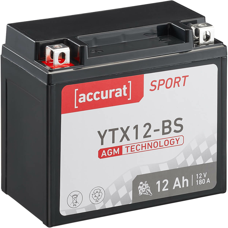 Accurat Sport AGM YTX12-BS Batteries moto 12Ah 12V (DIN 51012) GTX12-B