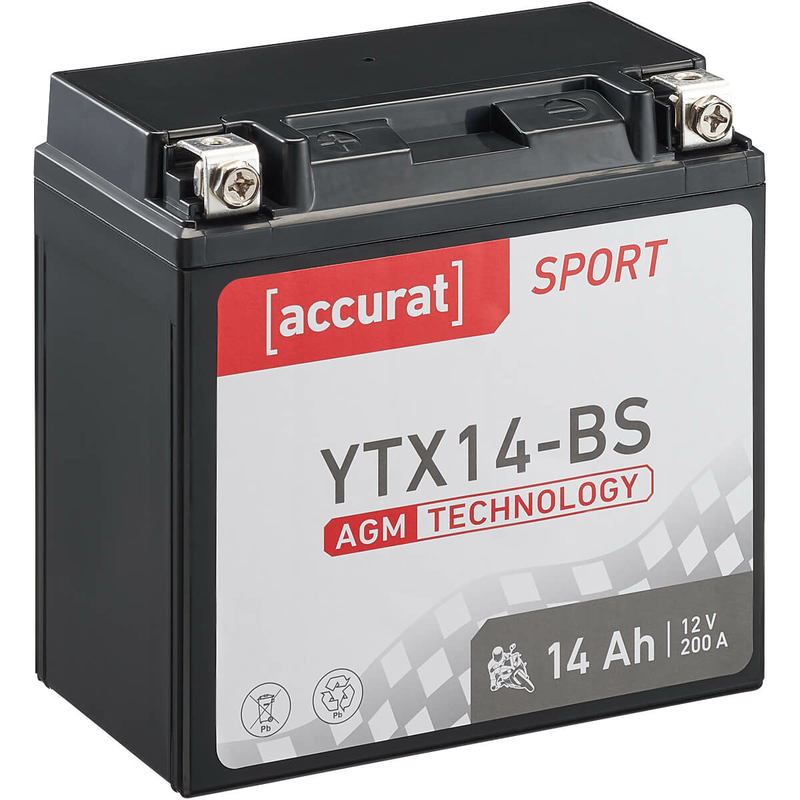 Accurat Sport AGM YTX14-BS Batteries moto 14Ah 12V (DIN 51214) CTX14-B
