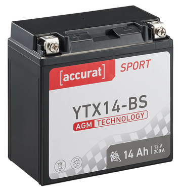 Accurat Sport AGM YTX14-BS Batteries moto 14Ah 12V (DIN 51214) CTX14-BS
