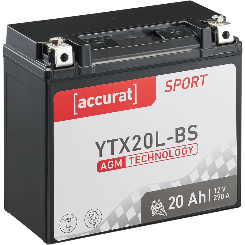 Accurat Sport AGM YTX20L-BS Batteries moto 20Ah 12V (DIN 82003) YTX20H