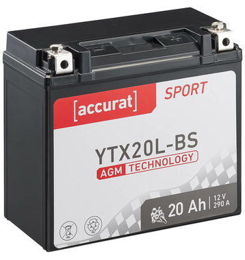 Accurat Sport AGM YTX20L-BS Batteries moto 20Ah 12V (DIN...