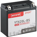 Accurat Sport AGM YTX20L-BS Batteries moto 20Ah 12V (DIN 82003) YTX20HL-BS...