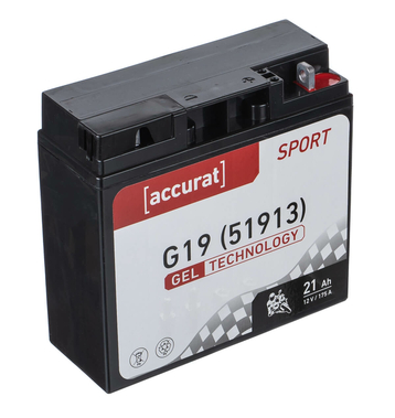 Accurat Sport GEL G19 Batteries moto 21Ah 12V (DIN 51913) YG51913 GEL12-19 GT20H-3