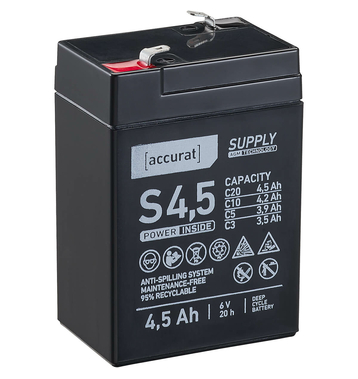 Accurat Supply S4,5 AGM 6V Batteries Décharge Lente 4,5Ah Batterie de plomb