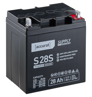 Accurat Supply S28S AGM 12V Batteries Décharge Lente 28Ah Batterie de plomb