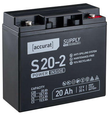 Accurat Supply S20-2 12V AGM Batterie de plomb F3 20Ah