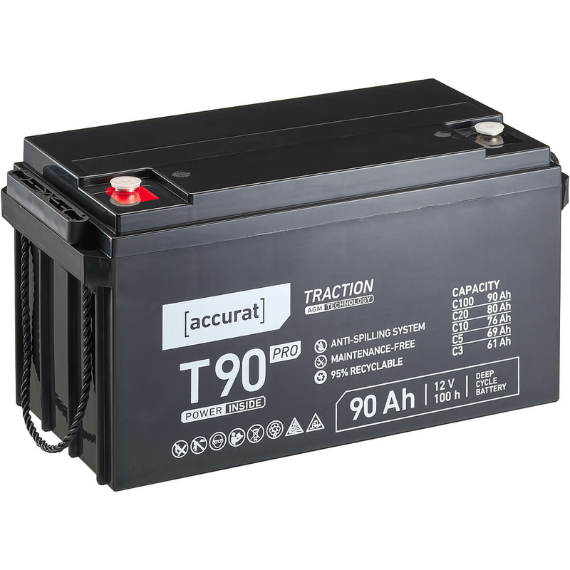 Accurat Traction T90 Pro AGM 12V Batteries Décharge Lente 90 Ah Batter