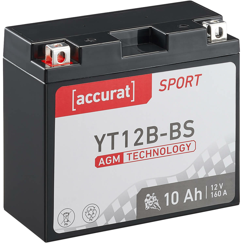 Accurat Sport AGM YT12B-BS Batteries moto 10Ah 12V (DIN 51015) YT12B-4