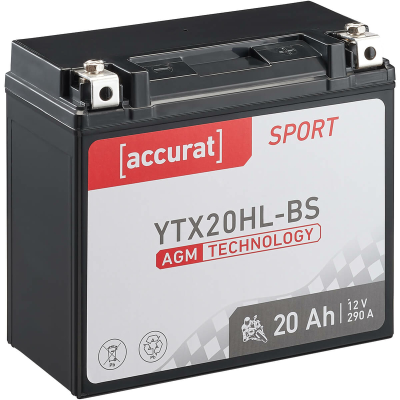 Accurat Sport AGM YTX20HL-BS Batteries moto 20Ah 12V (DIN 81800 / DIN