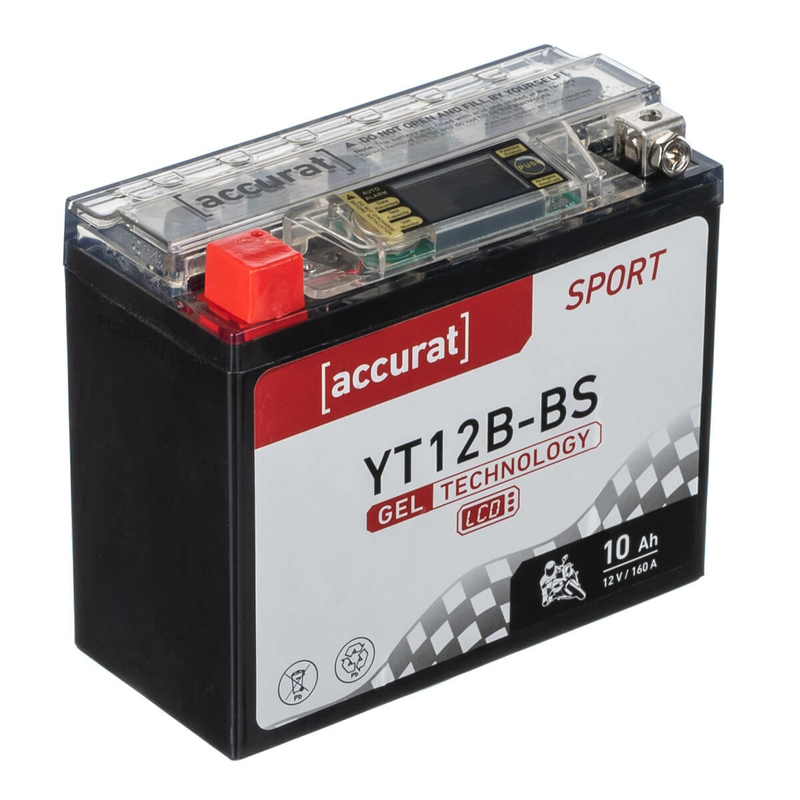Accurat Sport GEL LCD YT12B-BS Batteries moto 10Ah 12V (DIN 51015) YT1