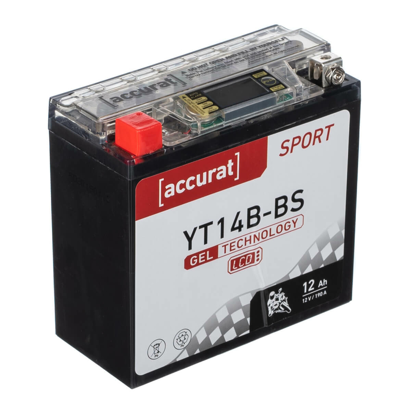 Accurat Sport GEL LCD YT14B-BS Batteries moto 12Ah 12V (DIN 51201) YT1