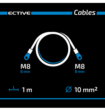 ECTIVE H07V-K Câbles de batterie 10mm² rouge/noir M8/M8 1 Meter