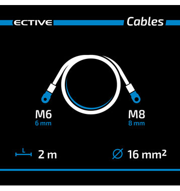 ECTIVE H07V-K Câbles de batterie 16mm² rouge/noir M6/M8 2 Meter