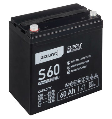 Accurat Supply S60 AGM Batterie de plomb 60 Ah