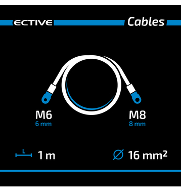 ECTIVE H07V-K Câbles de batterie 16mm² rouge/noir M6/M8 1 Meter