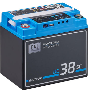 ECTIVE DC 38SC GEL Deep Cycle avec PWM-Chargeur und LCD-Afficher 38Ah Batteries Dcharge Lente
