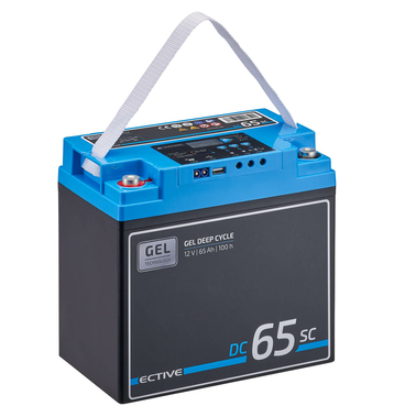 ECTIVE DC 65SC GEL Deep Cycle avec PWM-Chargeur und LCD-Afficher 65Ah Batteries Décharge Lente