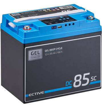 ECTIVE DC 85SC GEL Deep Cycle avec PWM-Chargeur und LCD-Afficher 85Ah Batteries Décharge Lente