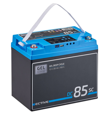 ECTIVE DC 85SC GEL Deep Cycle avec PWM-Chargeur und LCD-Afficher 85Ah Batteries Décharge Lente
