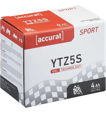 Accurat Sport GEL YTZ5S Batteries moto 4Ah 12V