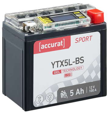 Accurat Sport GEL LCD YTX5L-BS Batteries moto 5Ah 12V