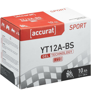 Accurat Sport GEL LCD YT12A-BS Batteries moto 10Ah 12V