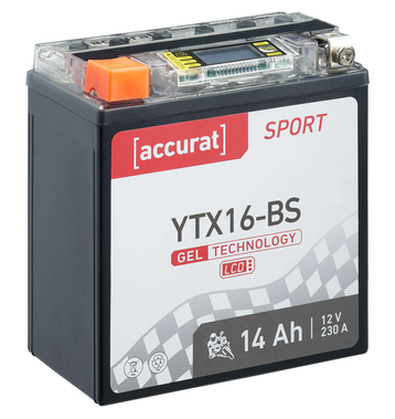 Accurat Sport GEL LCD YTX16-BS Batteries moto 14Ah 12V