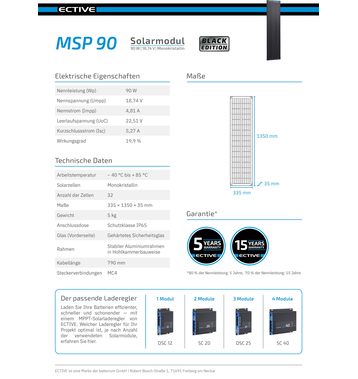 ECTIVE MSP 90 Black Monocristallin Module solaire 90W