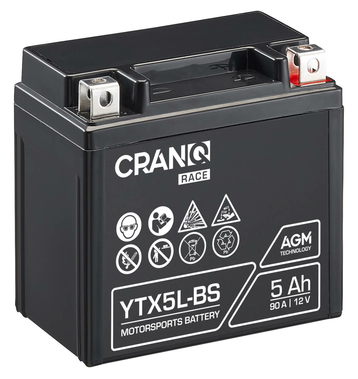 CranQ AGM batterie moto YTX5L-BS 5Ah 12V