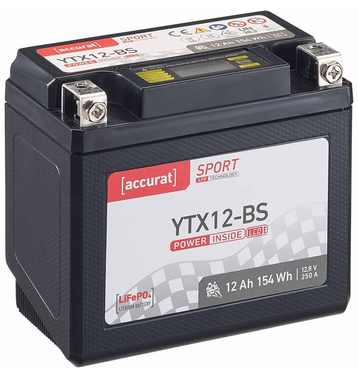 Accurat Sport LFP YTX12-BS 12 Ah Batterie de moto au lithium