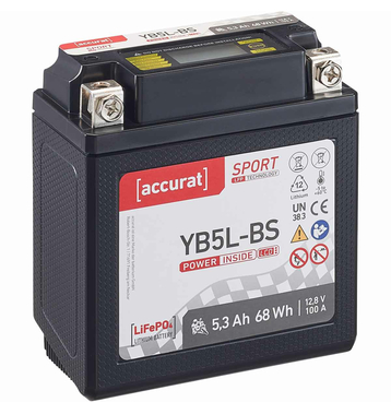 Accurat Sport LFP YB5L-BS 5,3 Ah Batterie de moto au lithium