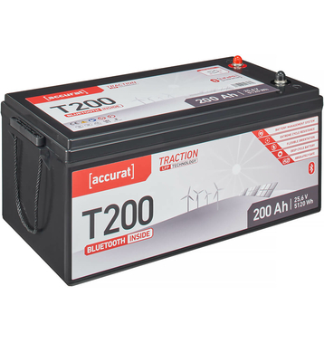 Accurat Traction T200 LFP BT 24V LiFePO4 Lithium Batteries Décharge Lente 200 Ah