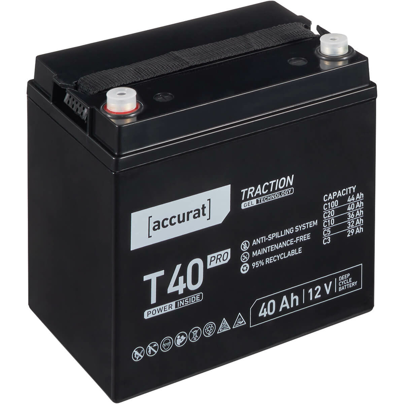 Accurat Traction T40 Pro GEL Batterie Décharge Lente 12V 40Ah